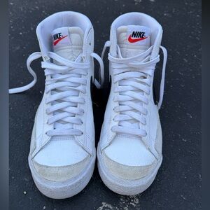 Nike Girls Leather White High-Top Sneakers